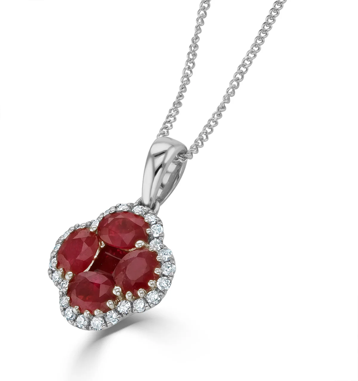 Alegria 1.34ct Ruby and Lab Diamond Pendant Necklace in 9K White Gold - Image 3