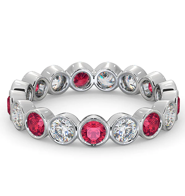 Ruby 1.50ct And G/VS Diamond 18KW Gold Eternity Ring - Image 3