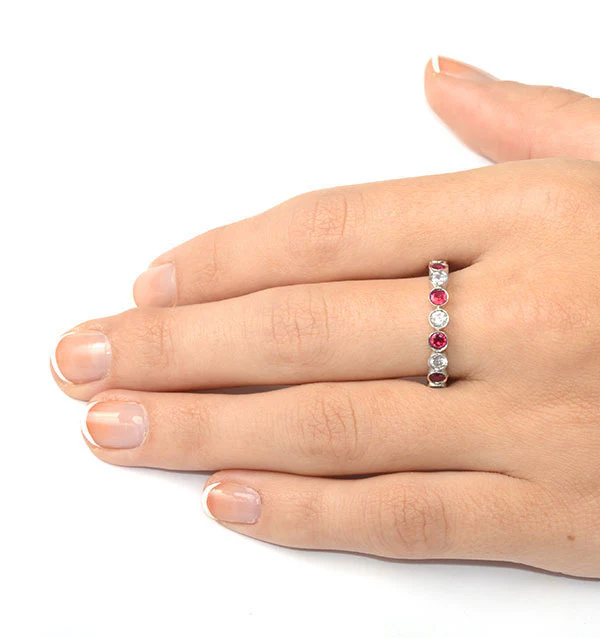 Ruby 1.50ct And G/VS Diamond 18KW Gold Eternity Ring - Image 4