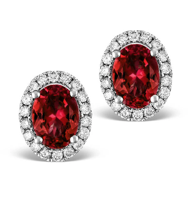 Ruby 2.30CT And Diamond 18K White Gold Earrings