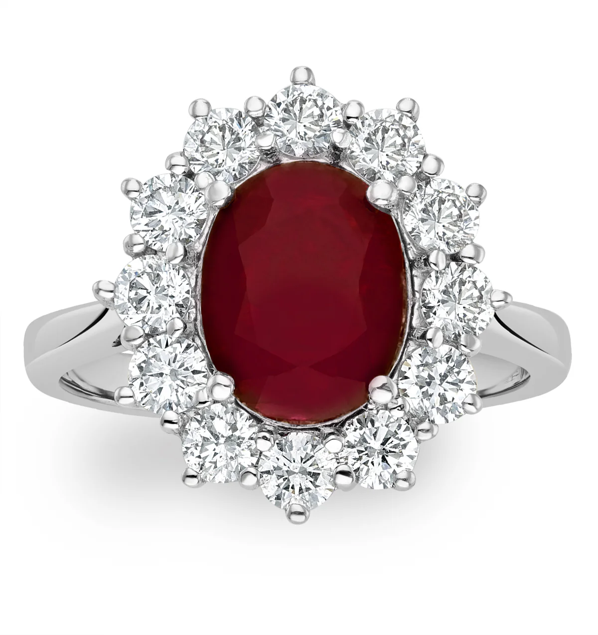 Ruby 2.40ct And Diamond 1.00ct Cluster Ring Set in Platinum - Image 2