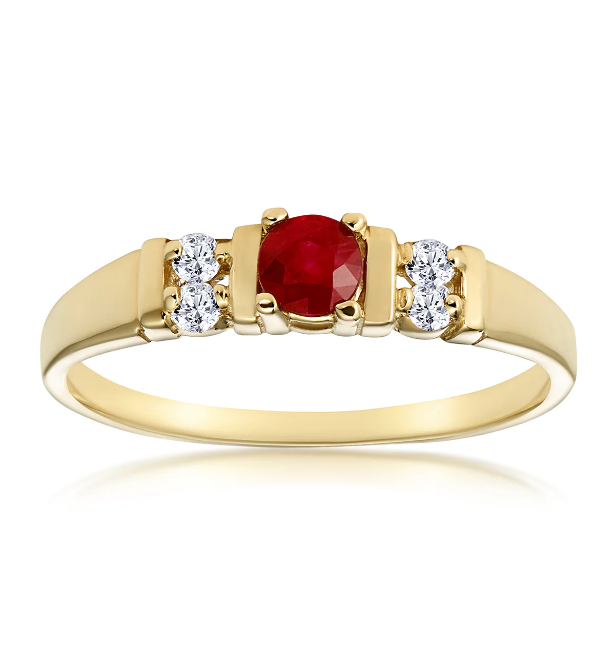 Ruby 3.75mm And Diamond 18K Gold Ring - Image 2