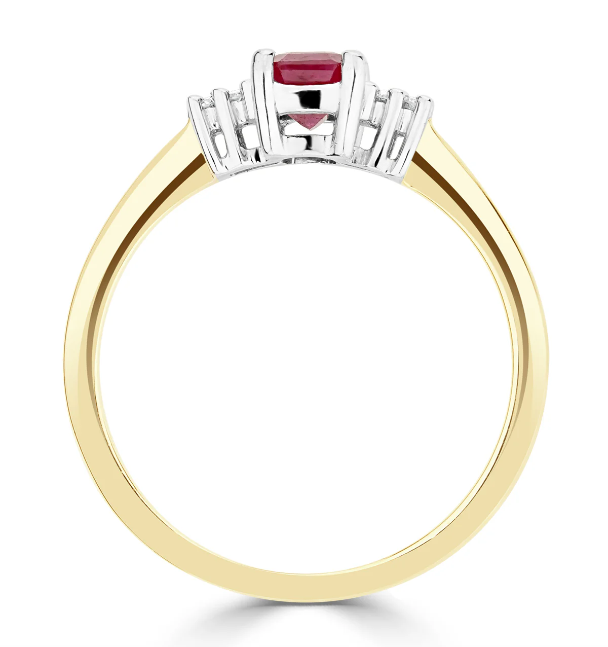 Ruby 6 x 4mm And Diamond 9K Gold Ring A4334 - Image 3