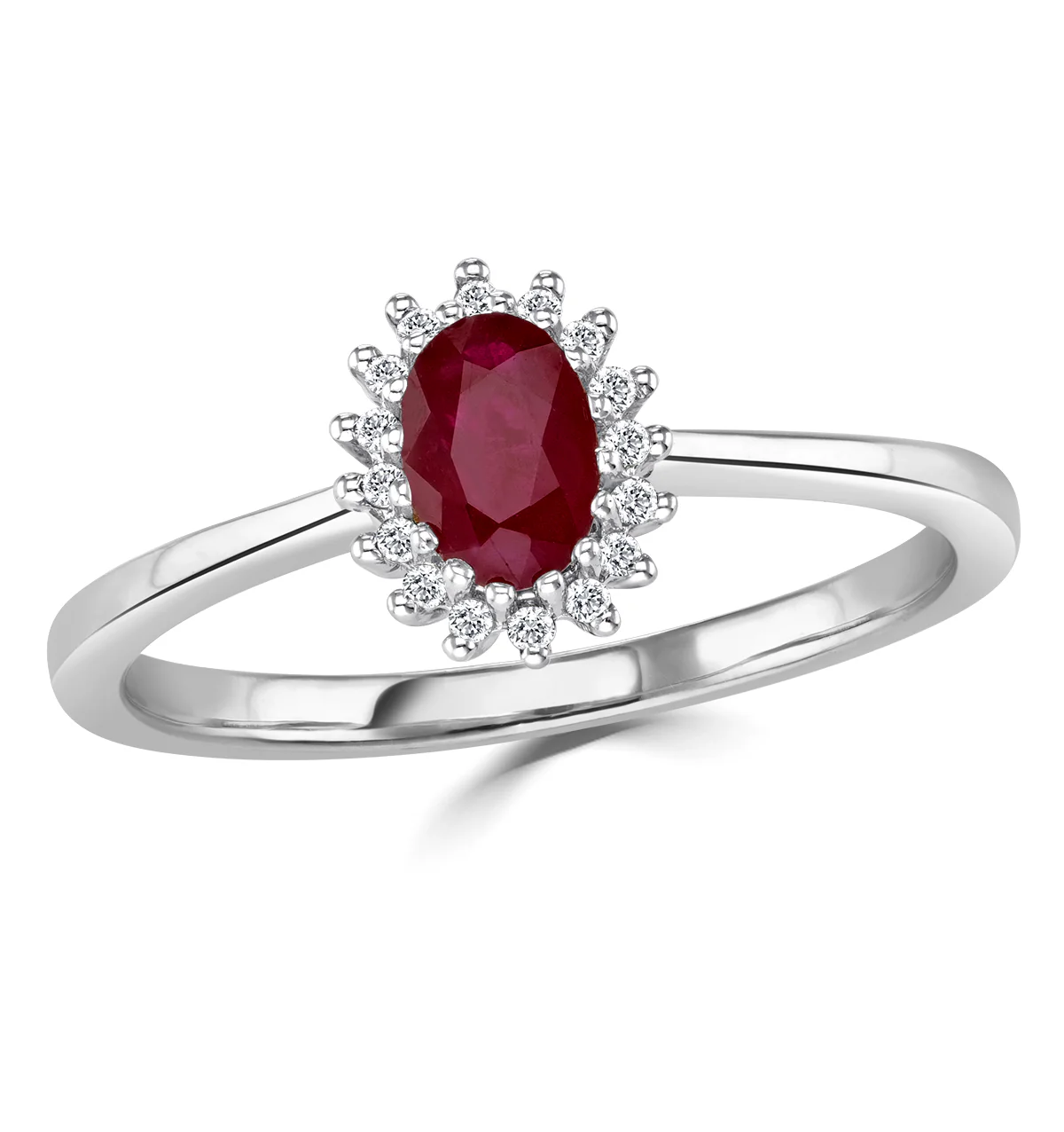 Ruby 6 x 4mm And Diamond 9K White Gold Ring A4435 - Image 2