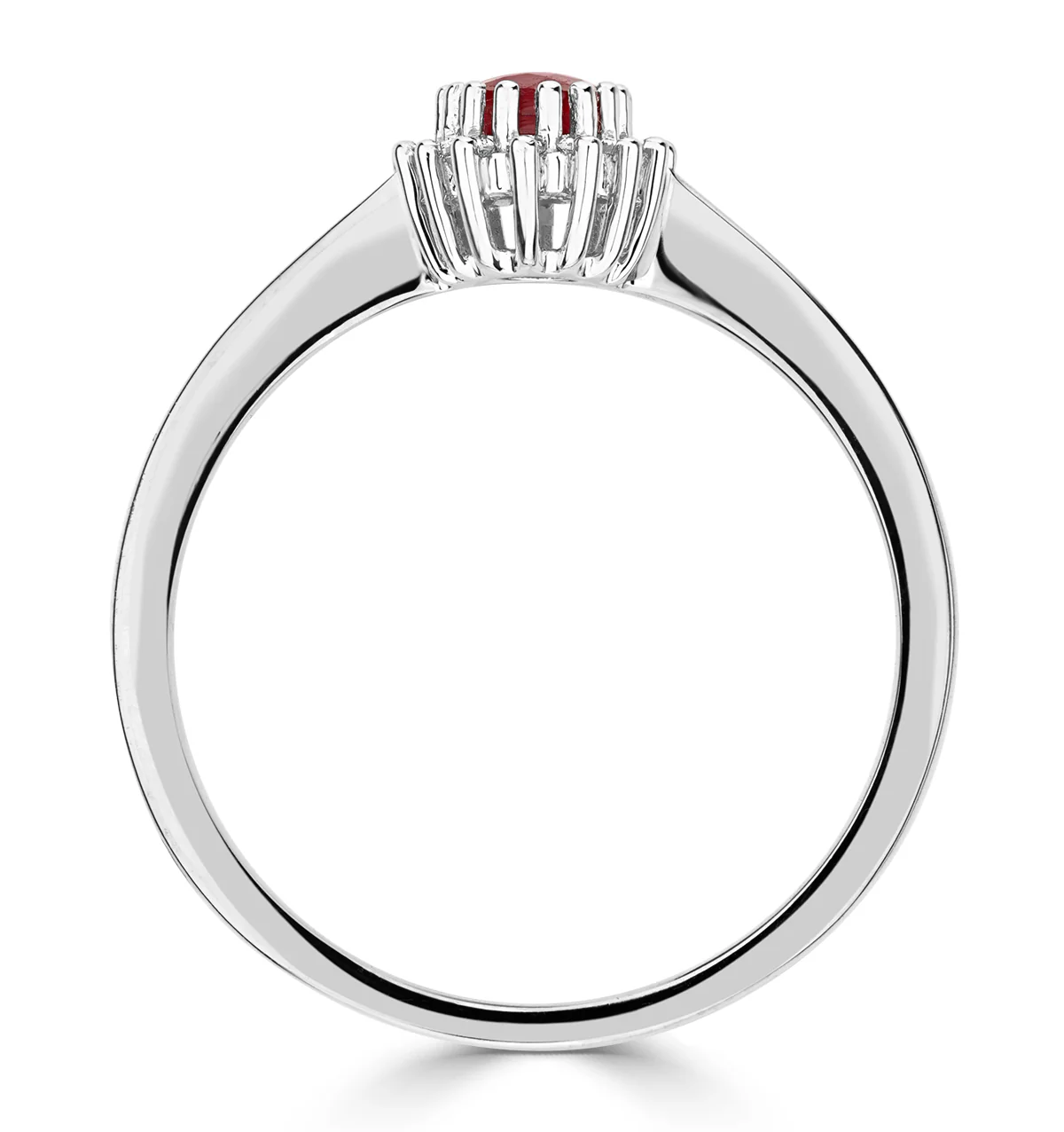 Ruby 6 x 4mm And Diamond 9K White Gold Ring A4435 - Image 3