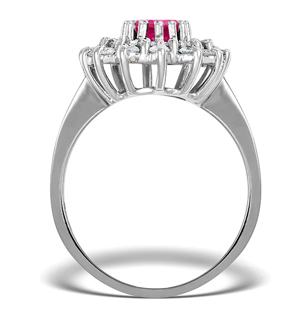 Ruby 7 x 5mm And Diamond 18K White Gold Ring FET36-TY - Image 2