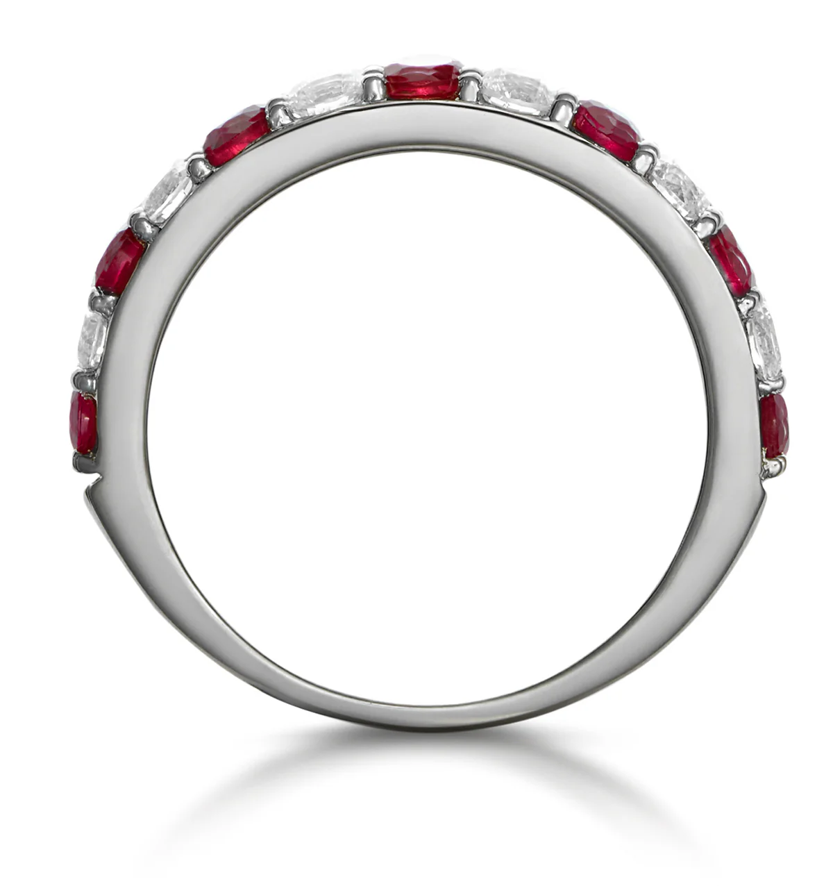 Ruby and 0.50ct Diamond Asteria Eternity Ring in 18K White Gold - Image 3
