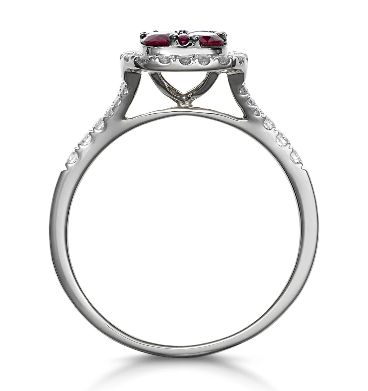 Ruby and Diamond Halo Square Ring 18K White Gold - Asteria Collection - Image 3