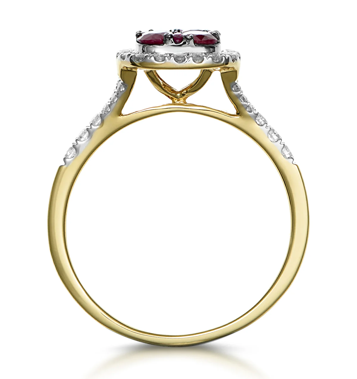 Ruby and Diamond Halo Square Ring in 18K Gold - Asteria Collection - Image 3