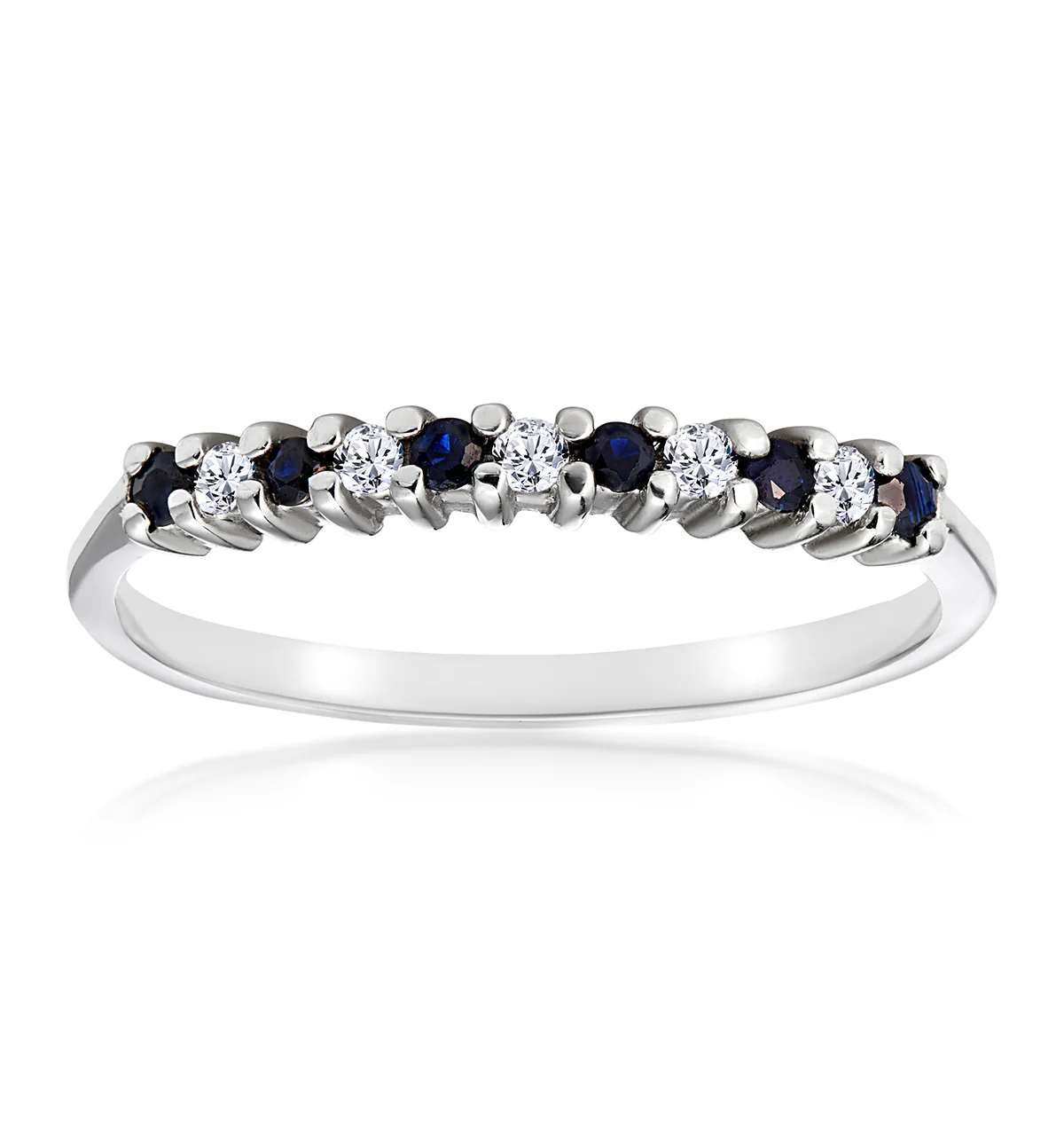Sapphire 0.10ct And Diamond 9K White Gold Ring - Image 3