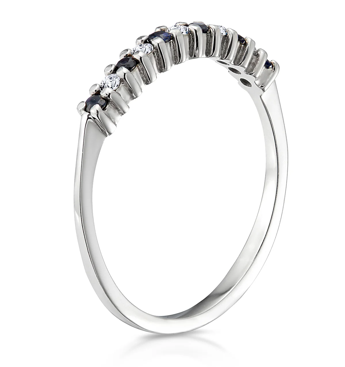 Sapphire 0.10ct And Diamond 9K White Gold Ring - Image 4