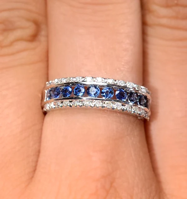 Sapphire 0.16ct And Diamond 0.16ct 9K White Gold Ring - Image 3
