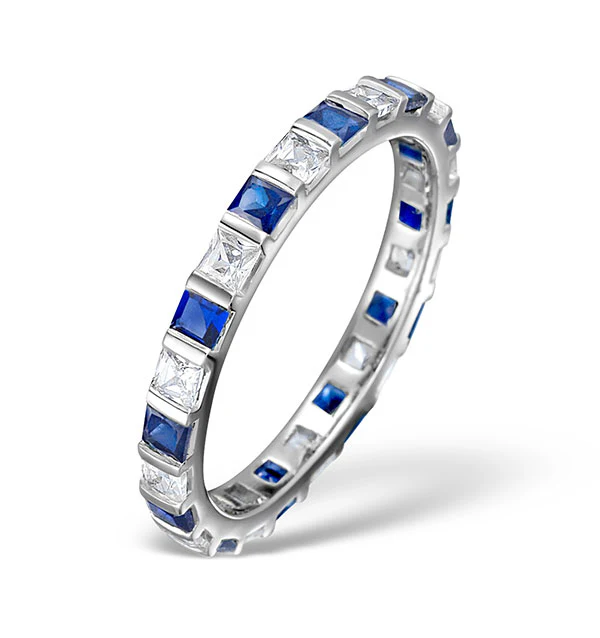 Sapphire 0.70ct And Diamond Platinum Eternity Ring
