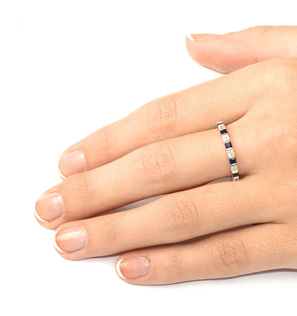 Sapphire 0.70ct And Diamond Platinum Eternity Ring - Image 3