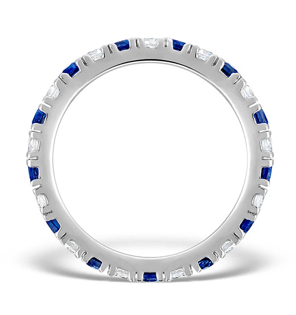 Sapphire 0.90ct And H/SI Diamond Platinum Eternity Ring - Image 2