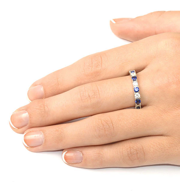 Sapphire 1.30ct And Diamond Platinum Eternity Ring - Image 3