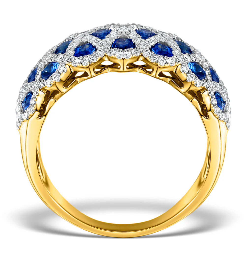 Sapphire 1.36CT and Diamond Lattice Ring in 18K Gold - N4539 - Image 2