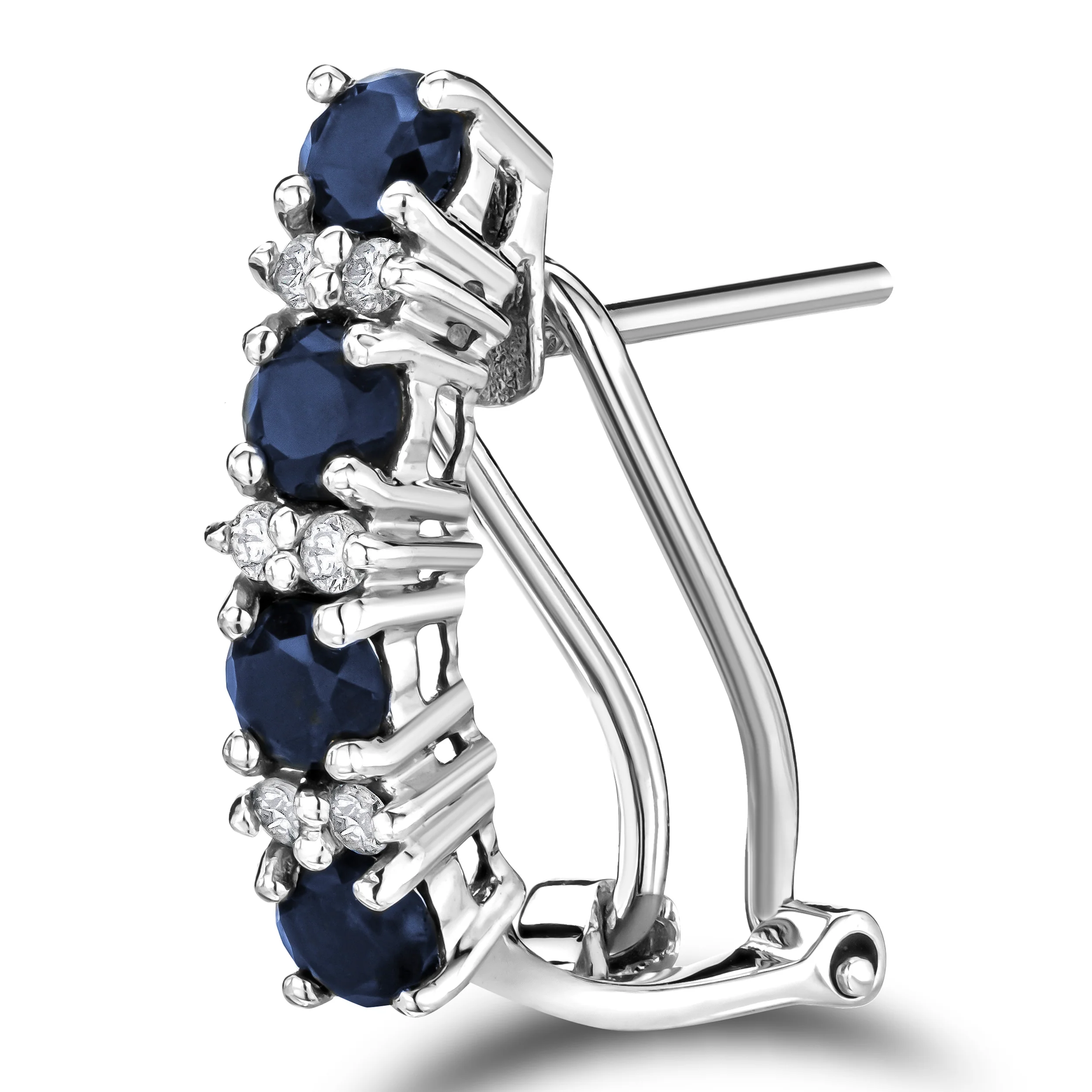 Sapphire 1.45CT And Diamond 9K White Gold Earrings - Image 4