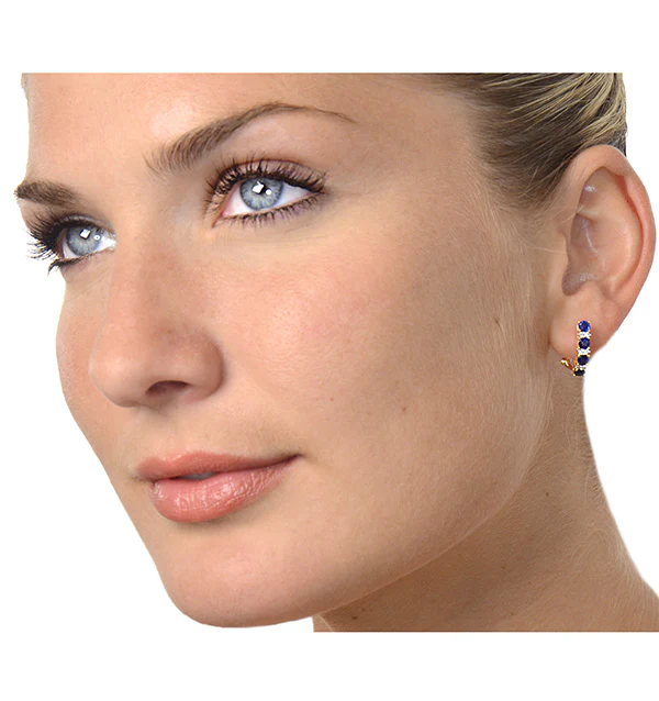 Sapphire 1.45CT And Diamond 9K Yellow Gold Earrings - Image 2