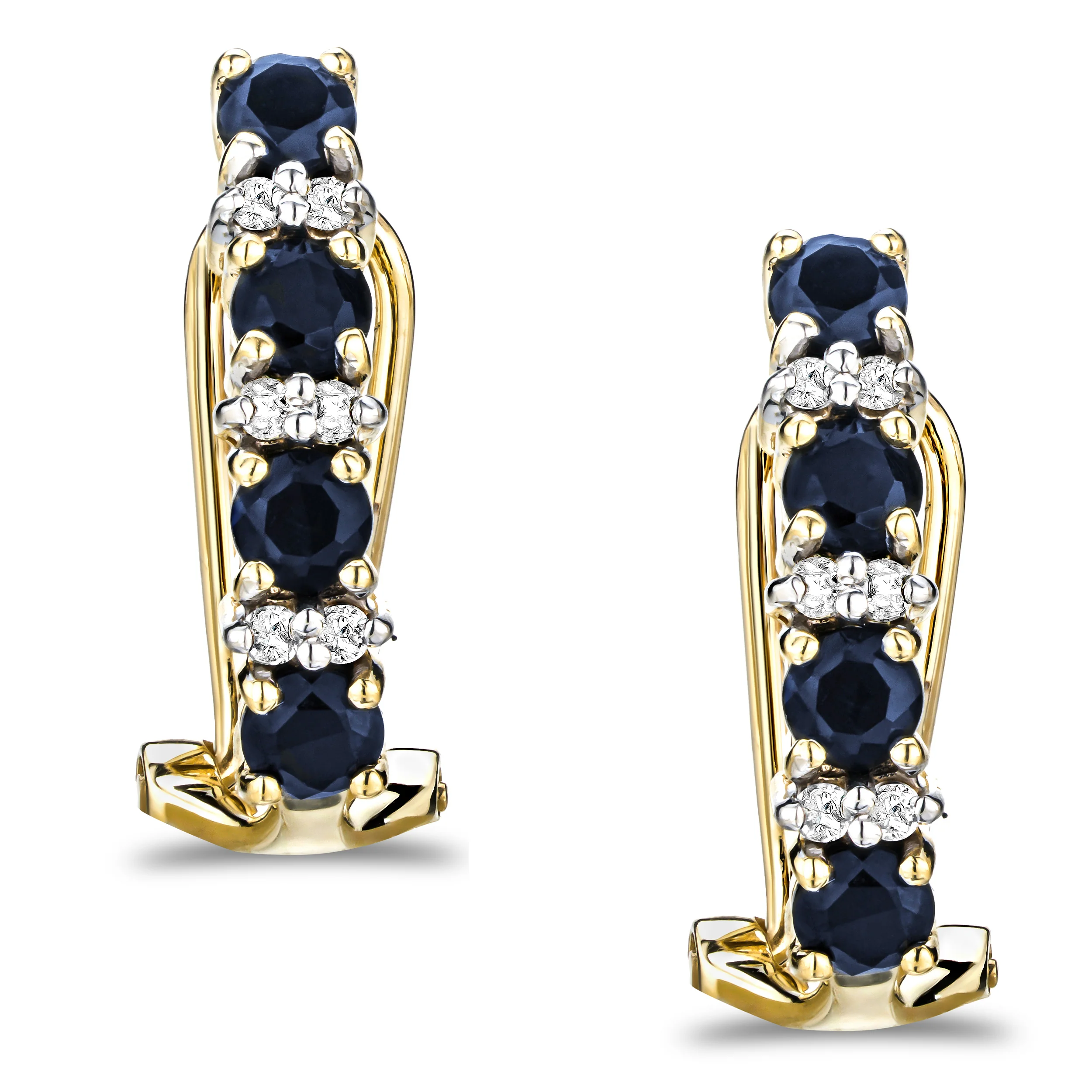 Sapphire 1.45CT And Diamond 9K Yellow Gold Earrings - Image 3