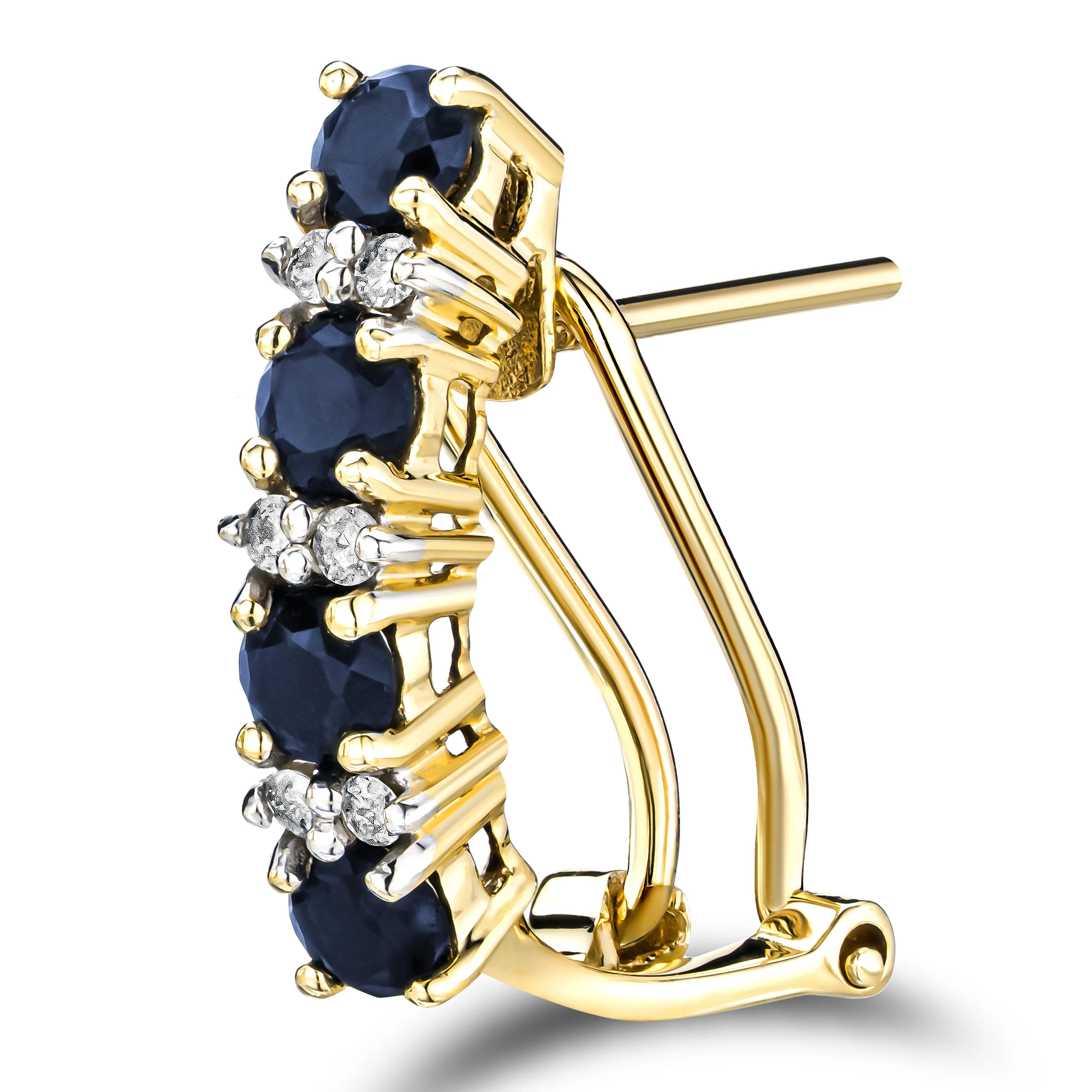Sapphire 1.45CT And Diamond 9K Yellow Gold Earrings - Image 4