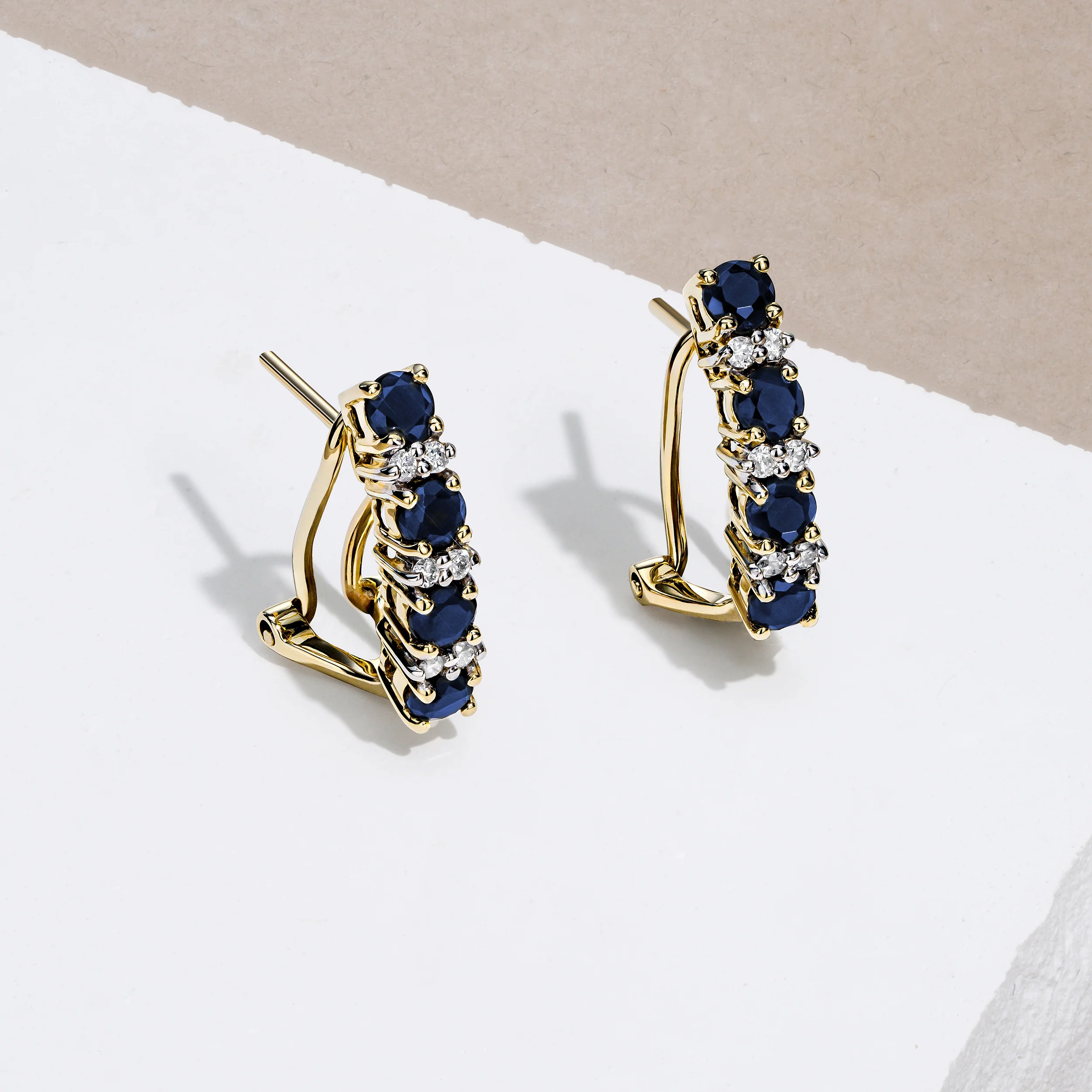 Sapphire 1.45CT And Diamond 9K Yellow Gold Earrings - Image 5