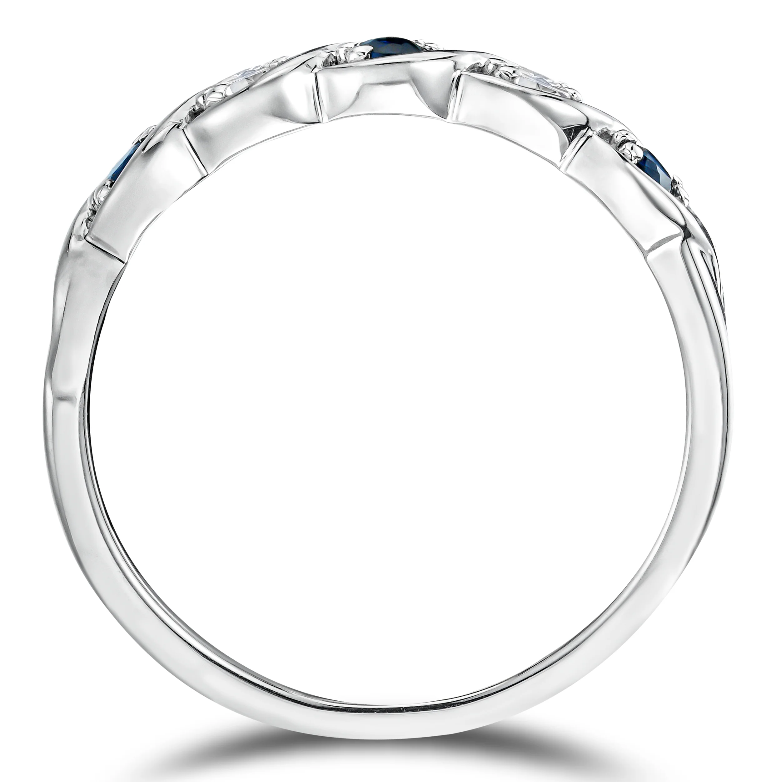 Sapphire 2.25 x 2.25mm And Diamond 925 Sterling Silver Ring - Image 2