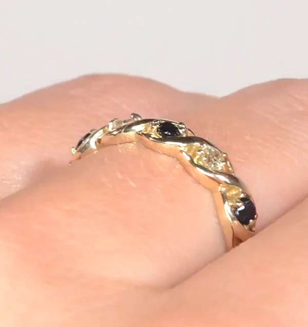 Sapphire 2.25 x 2.25mm And Diamond 9K Gold Ring - Image 4