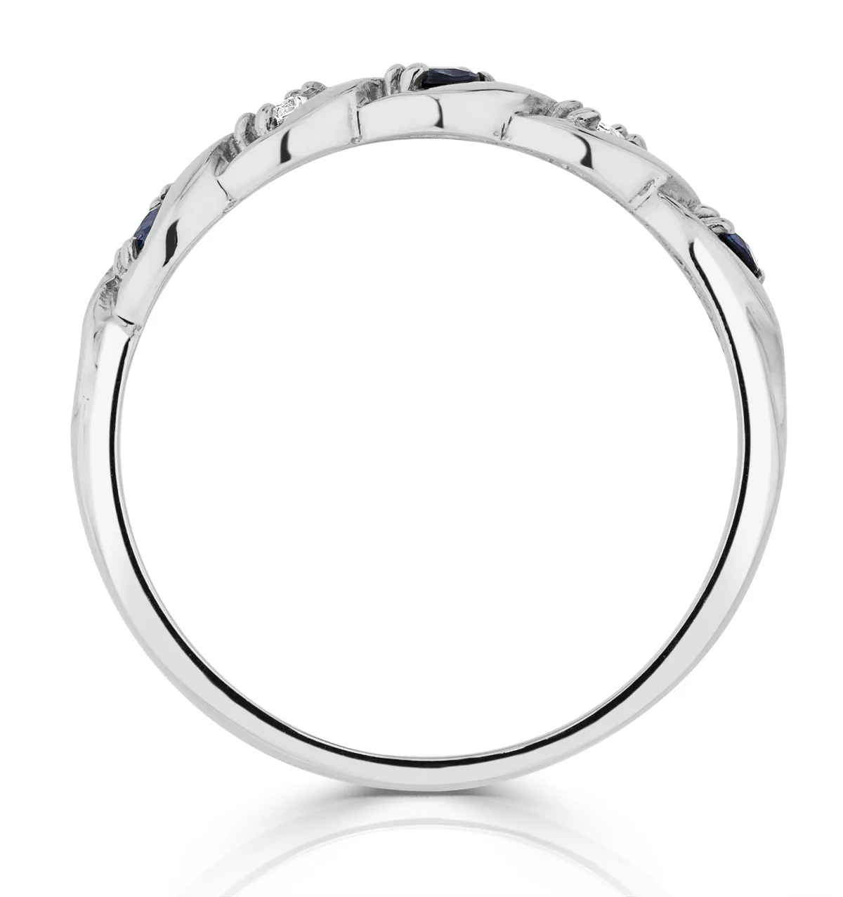 Sapphire 2.25 x 2.25mm And Diamond 9K White Gold Ring - Image 3