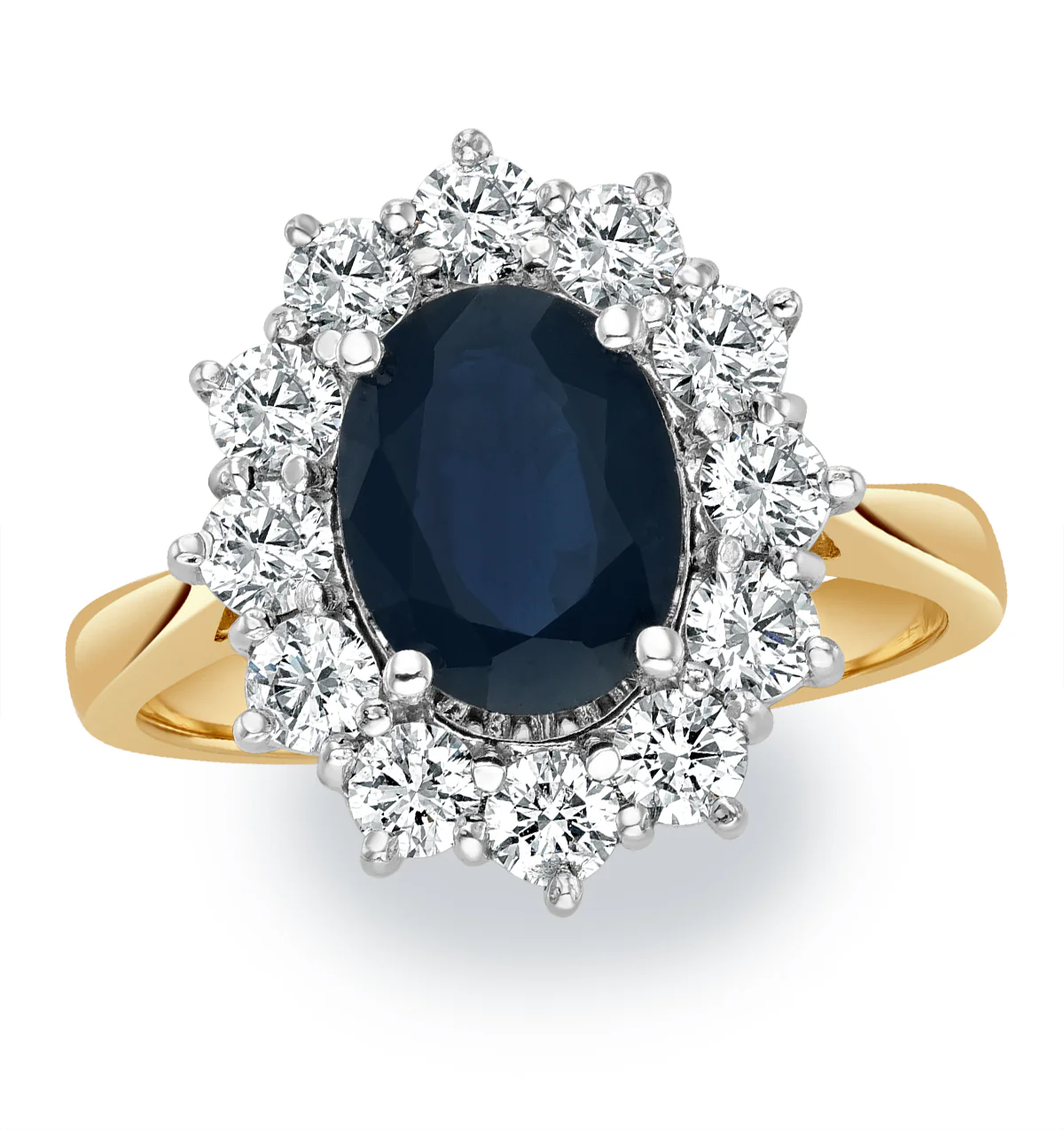Sapphire 2.3ct And Lab Diamond 1ct Cluster Ring in 18K Gold - Image 3
