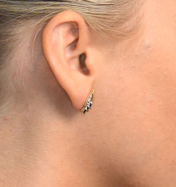 Sapphire 4mm x 2mm And Diamond 9K Yellow Gold Earrings - Image 4