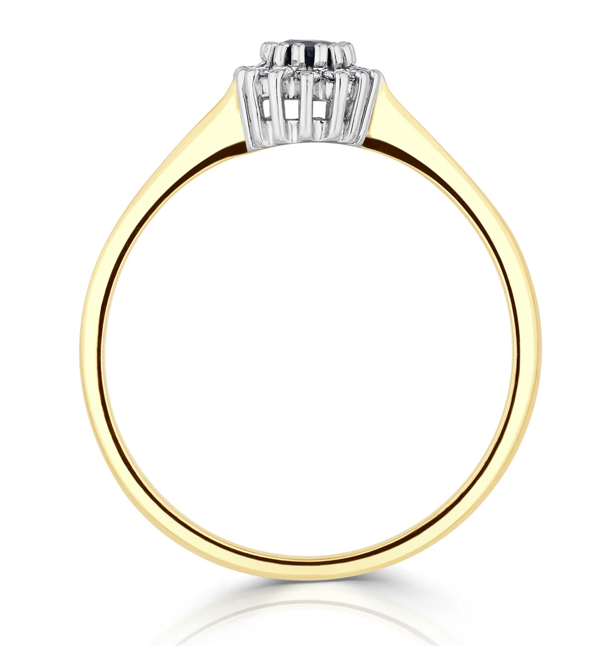 Sapphire 5 x 3mm And Diamond 9K Gold Ring A3225 - Image 3