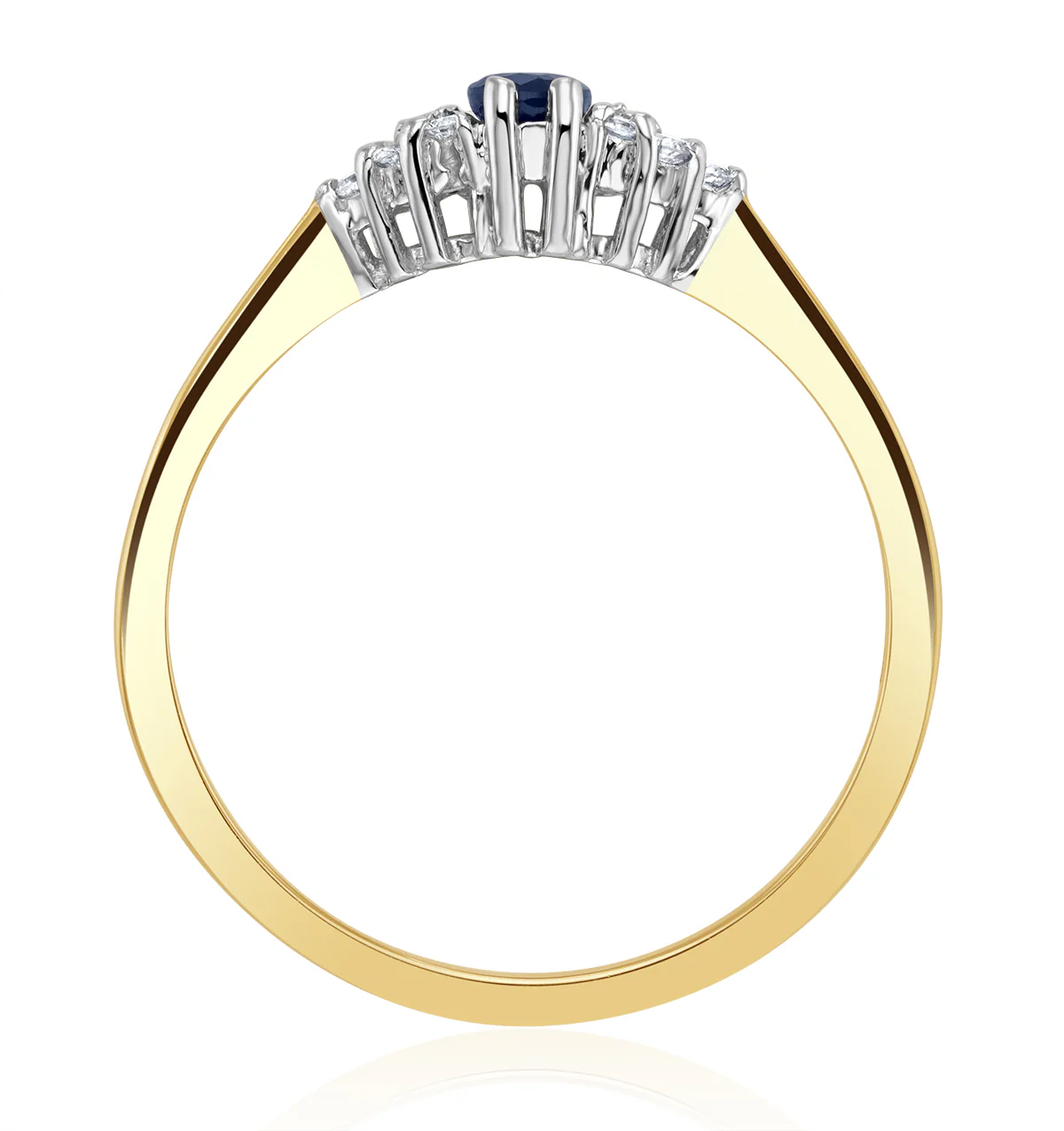 Sapphire 5 x 3mm And Diamond 9K Gold Ring A3227 - Image 3