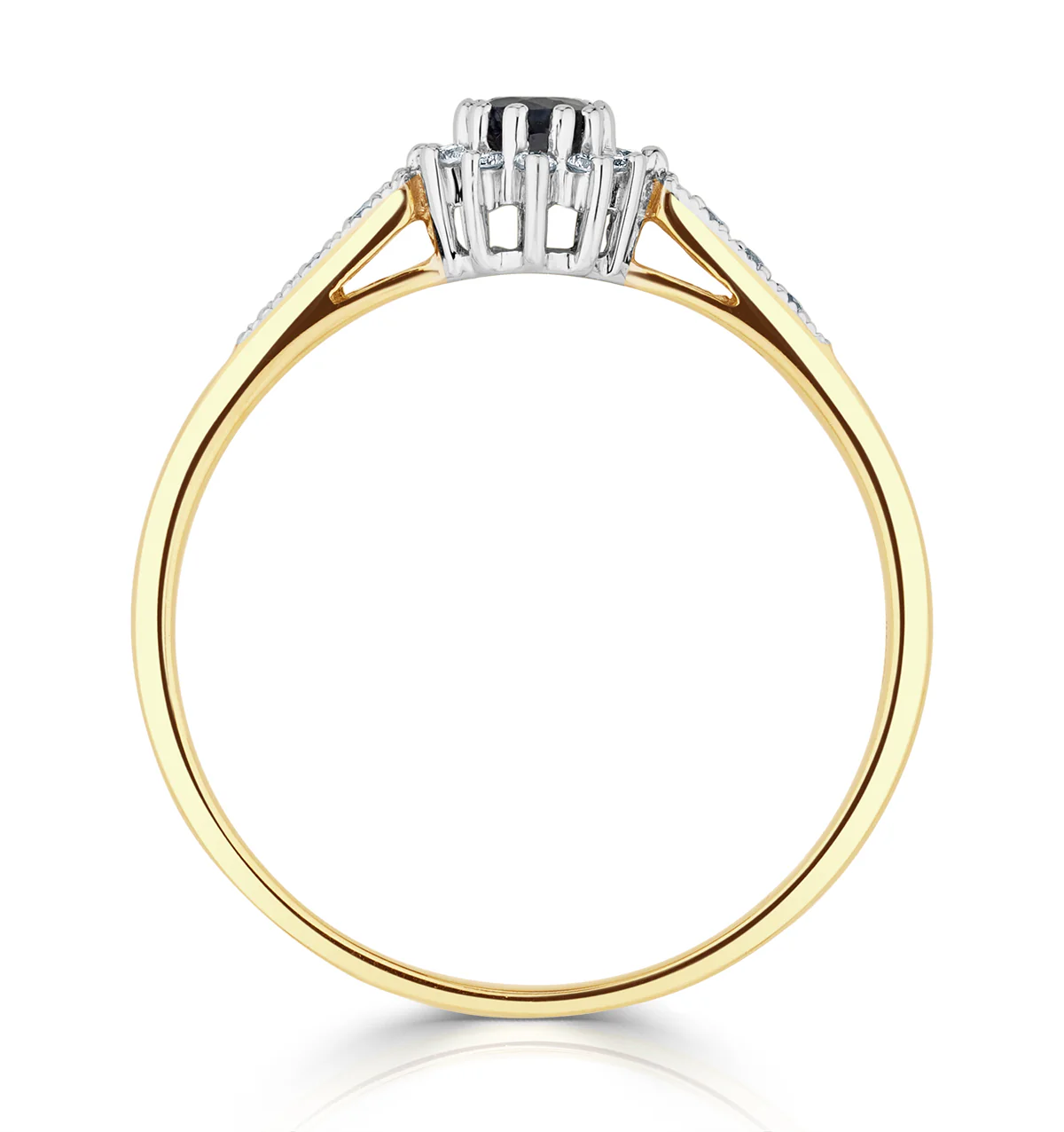 Sapphire 5 x 3mm And Diamond 9K Gold Ring A3261 - Image 3