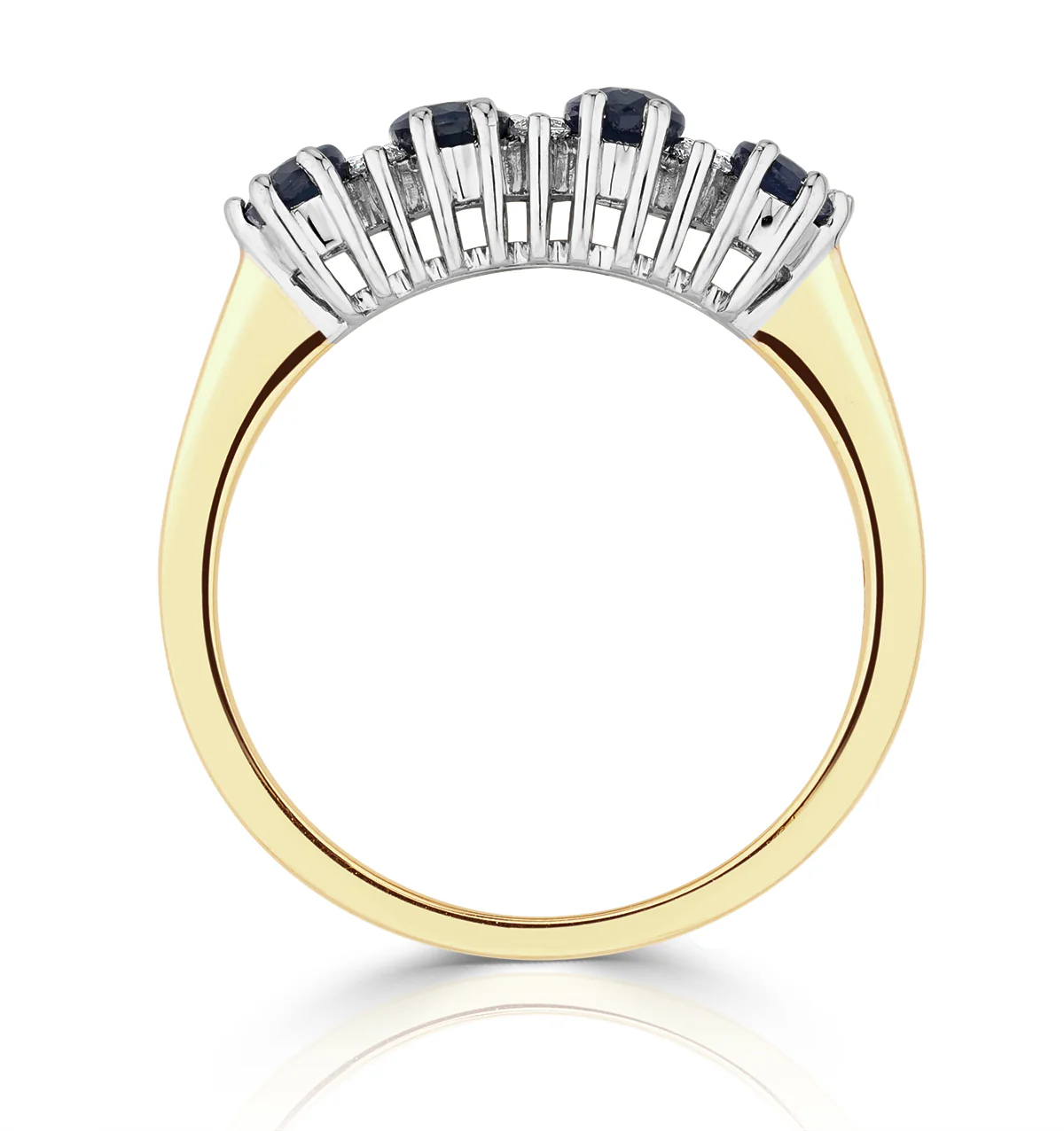 Sapphire 5 x 3mm And Diamond 9K Gold Ring - Image 3