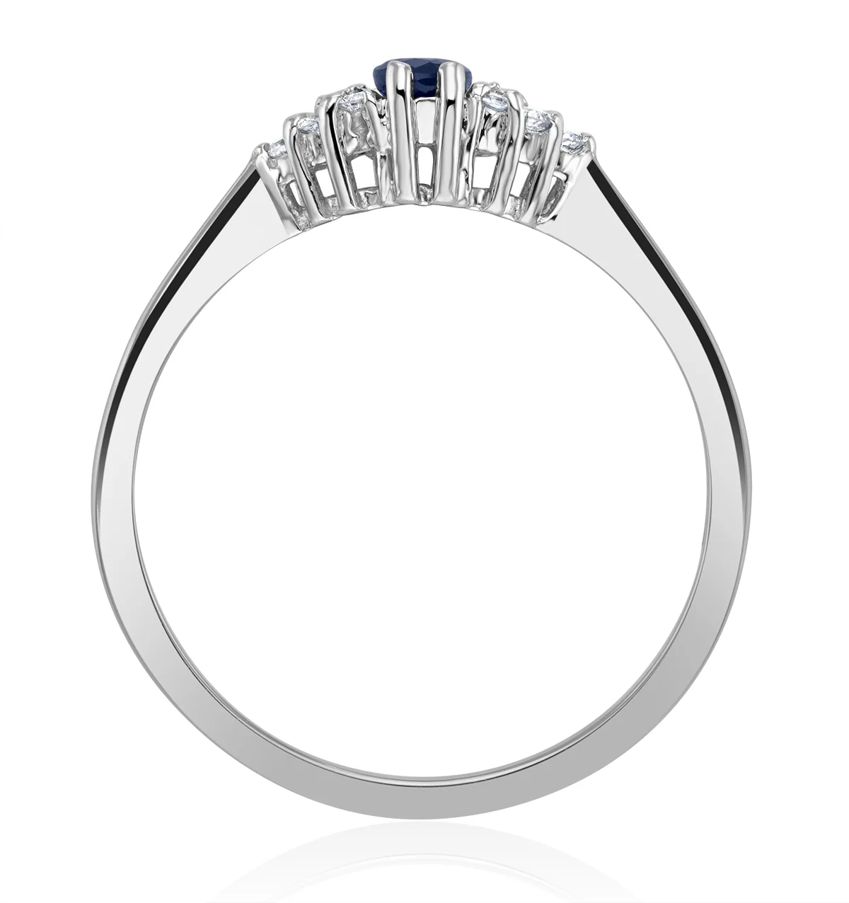 Sapphire 5 x 3mm And Diamond 9K White Gold Ring - Image 3