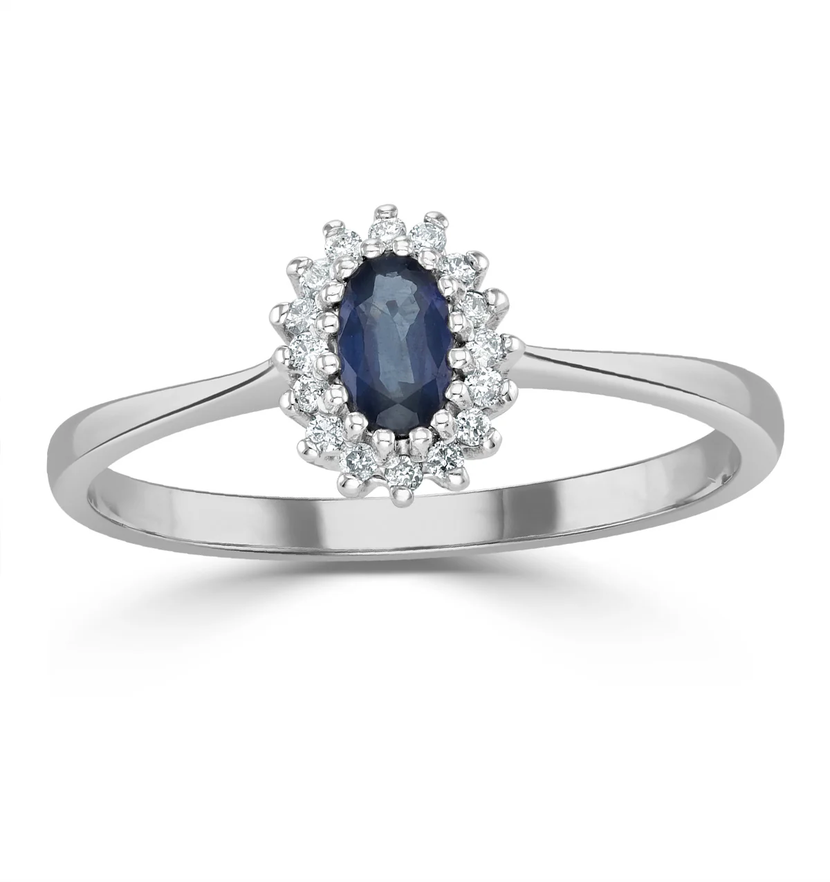Sapphire 5 x 3mm And Diamond 9K White Gold Ring A4432 - Image 2