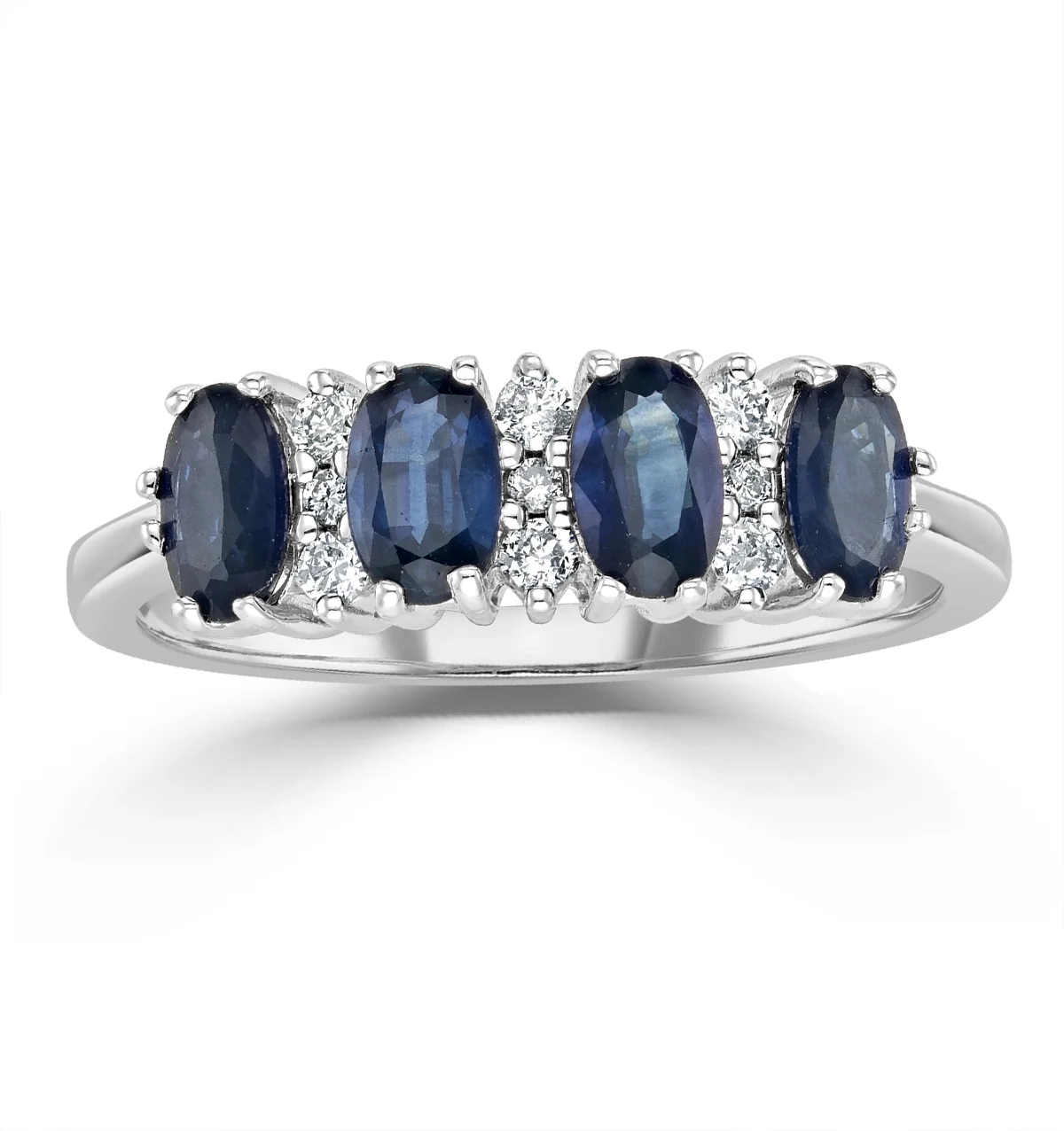 Sapphire 5 x 3mm And Diamond 9K White Gold Ring A4452 - Image 2