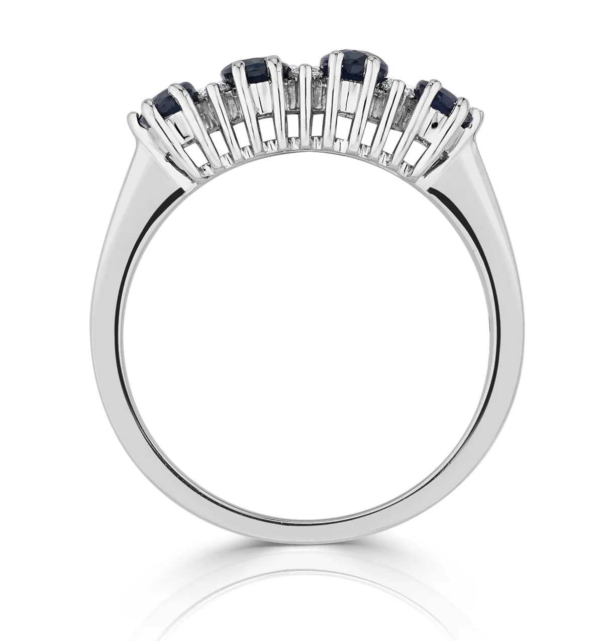 Sapphire 5 x 3mm And Diamond 9K White Gold Ring A4452 - Image 3