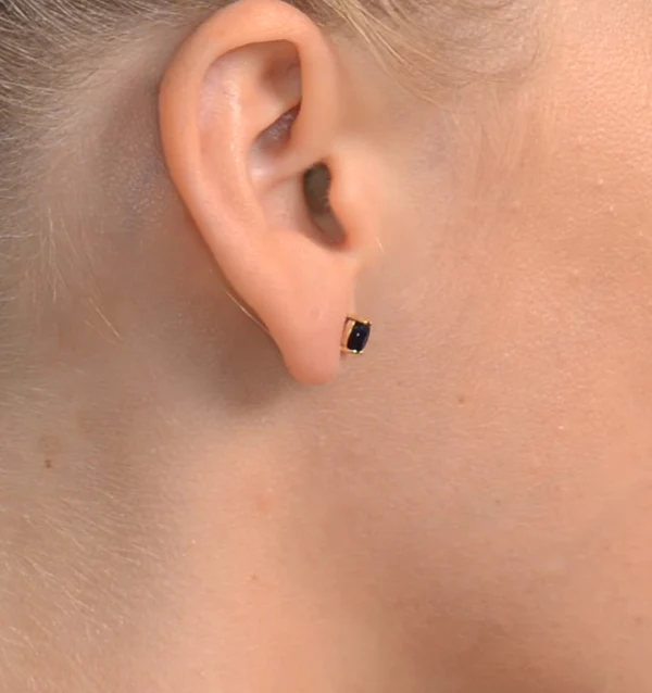 Sapphire 5mm x 4mm 0.80ct 9K Yellow Gold Earrings - Image 3