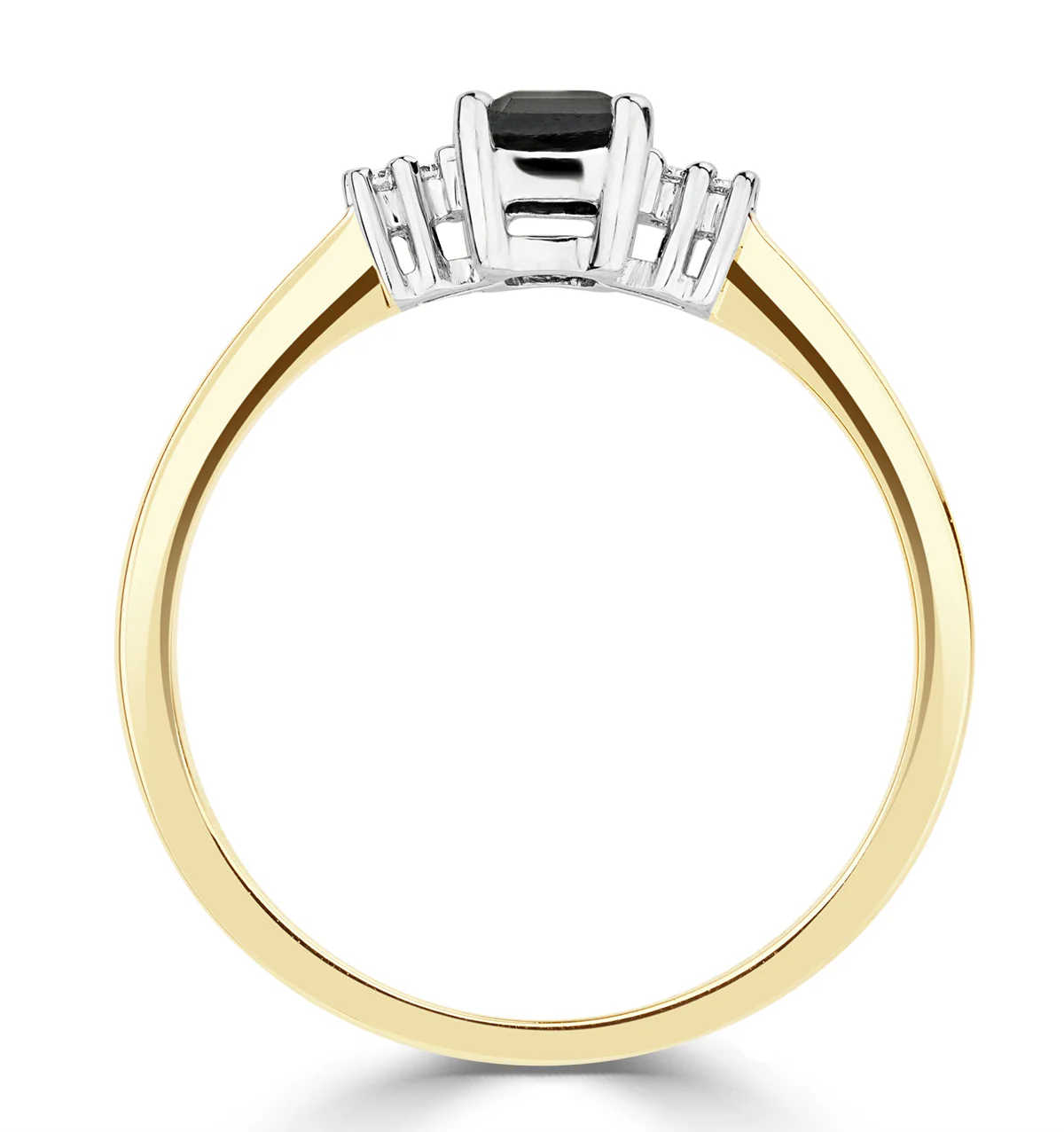 Sapphire 6 x 4mm And Diamond 9K Gold Ring A3220 - Image 3