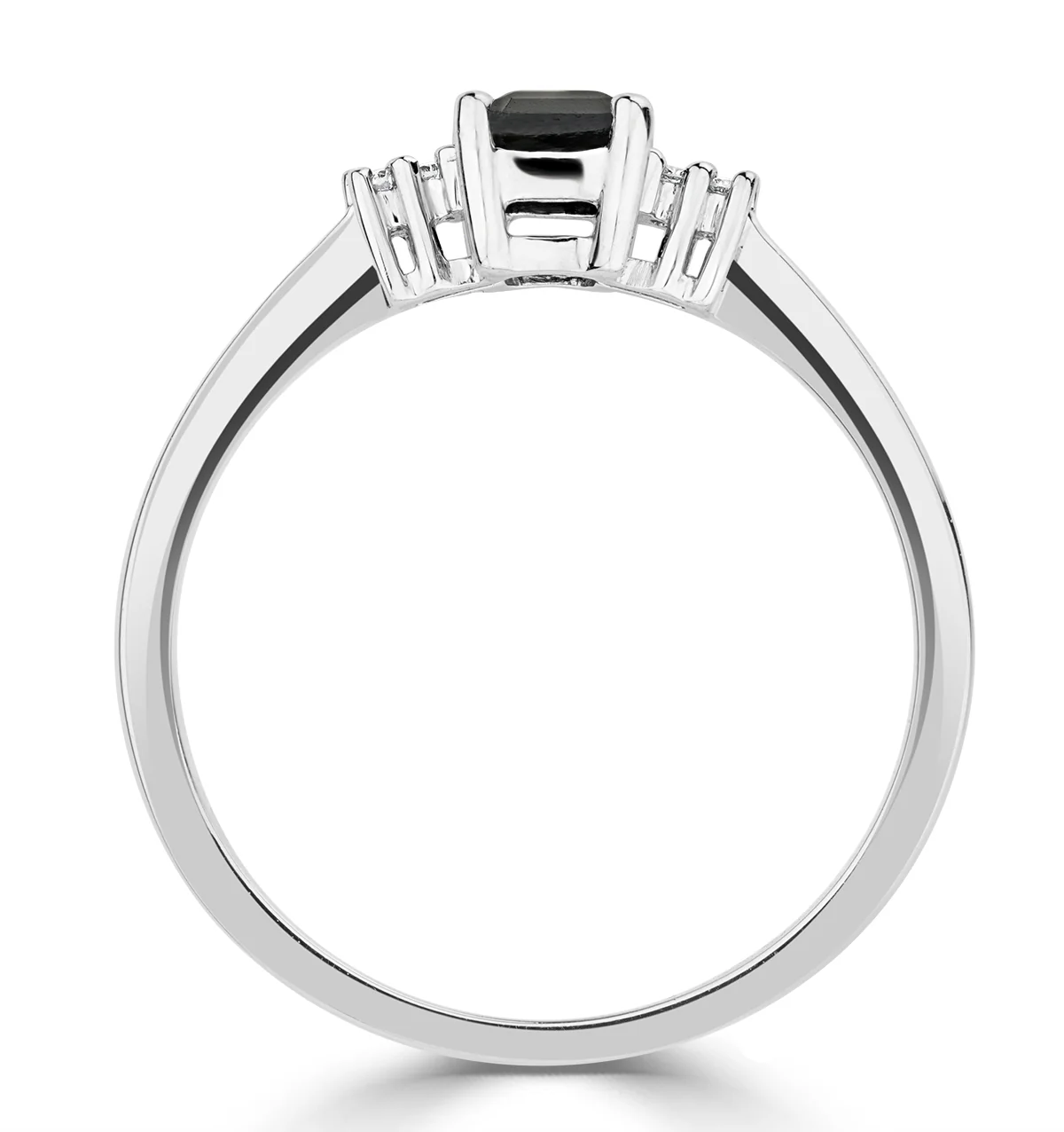 Sapphire 6 x 4mm And Diamond 9K White Gold Ring - Image 3