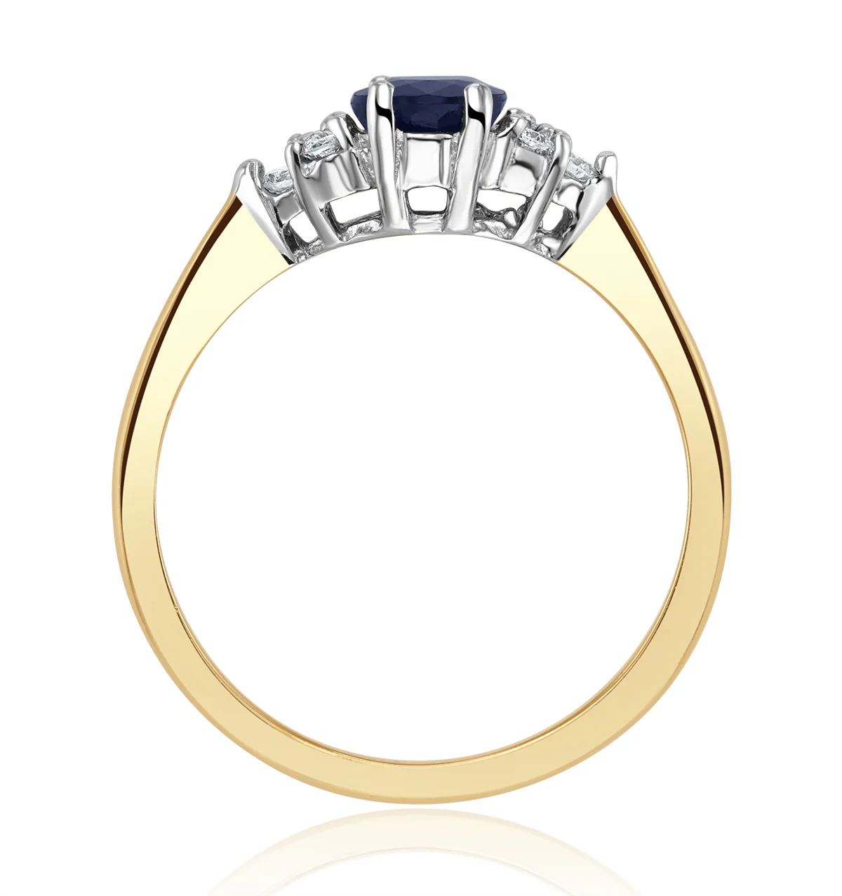 Sapphire 7 x 5mm And Diamond 18K Gold Ring - Image 3