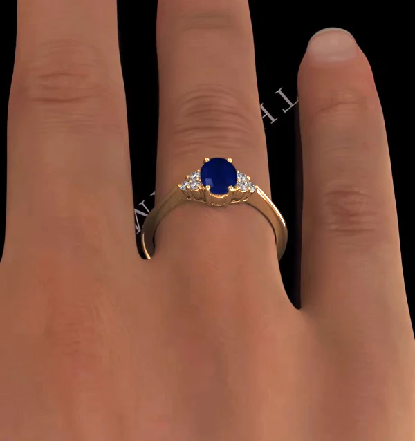 Sapphire 7 x 5mm And Diamond 18K Gold Ring - Image 4