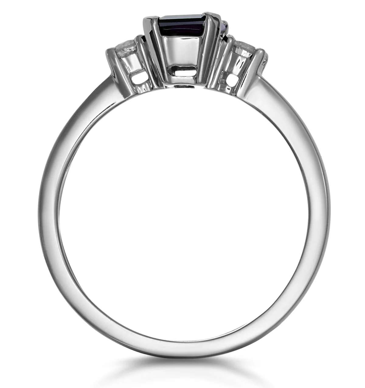 Sapphire 7 x 5mm And Diamond 18K White Gold Ring - Image 3