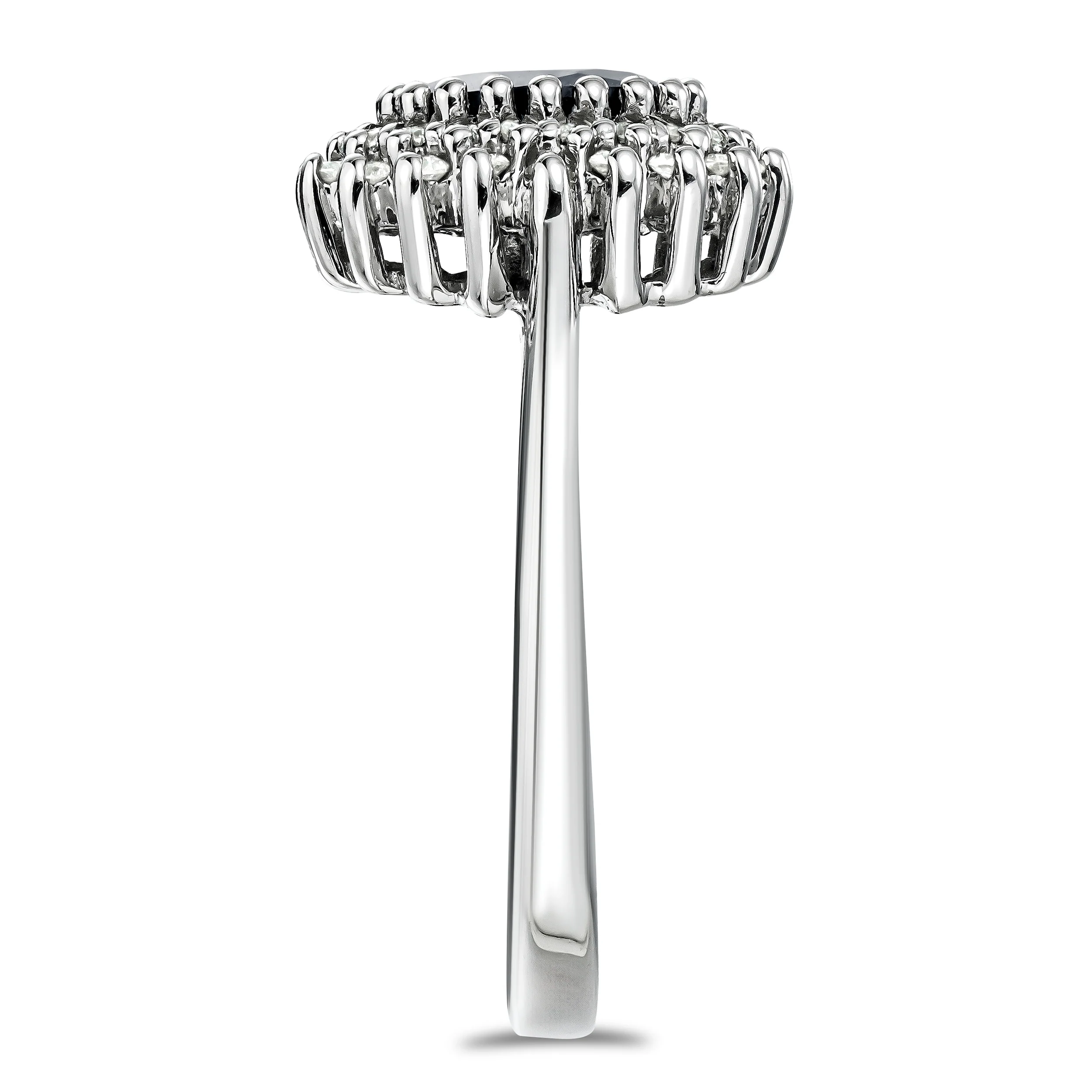 Sapphire 7 x 5mm And Diamond 925 Sterling Silver Ring - Image 4