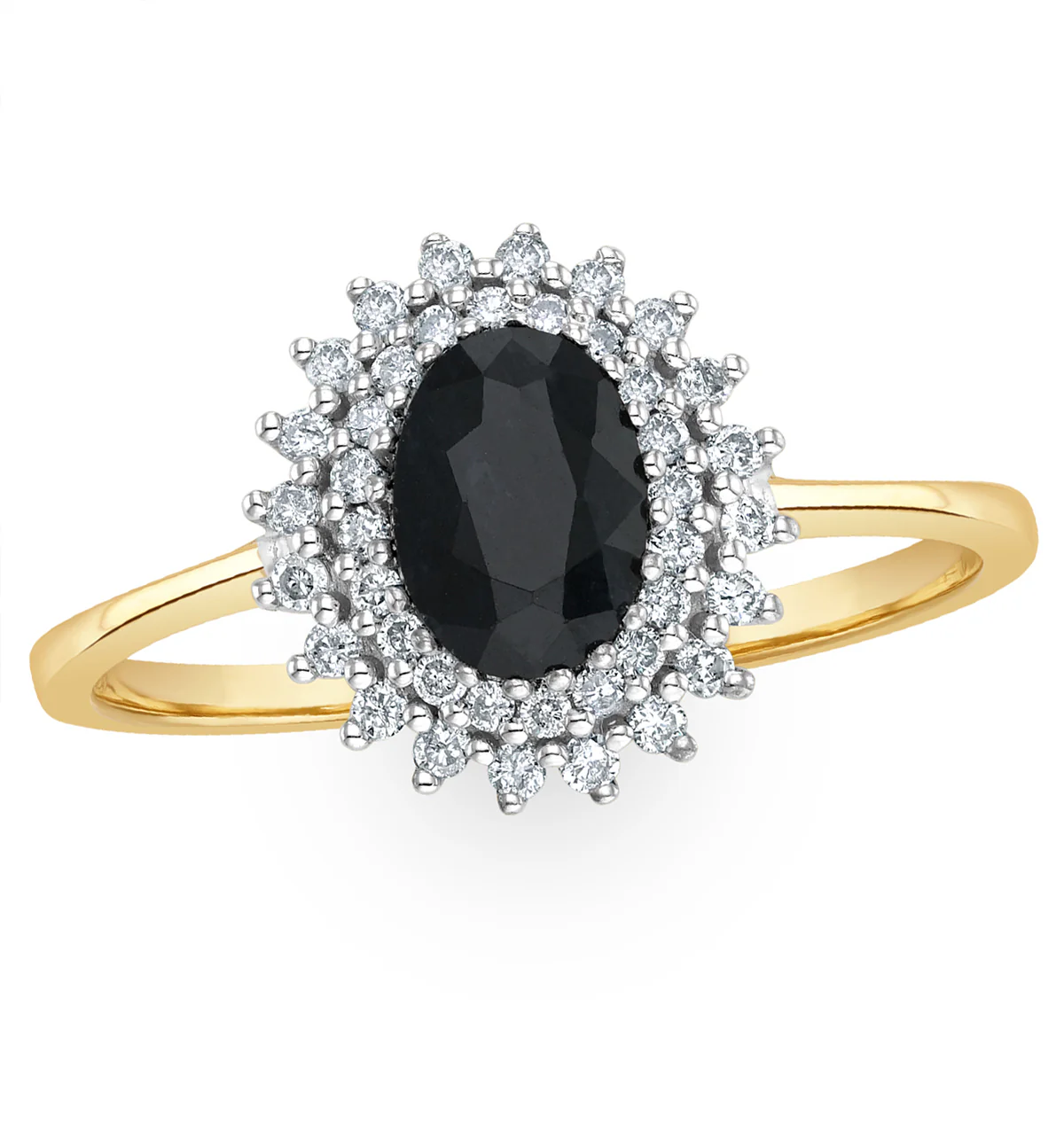 Sapphire 7 x 5mm And Diamond 9K Gold Ring - Image 2