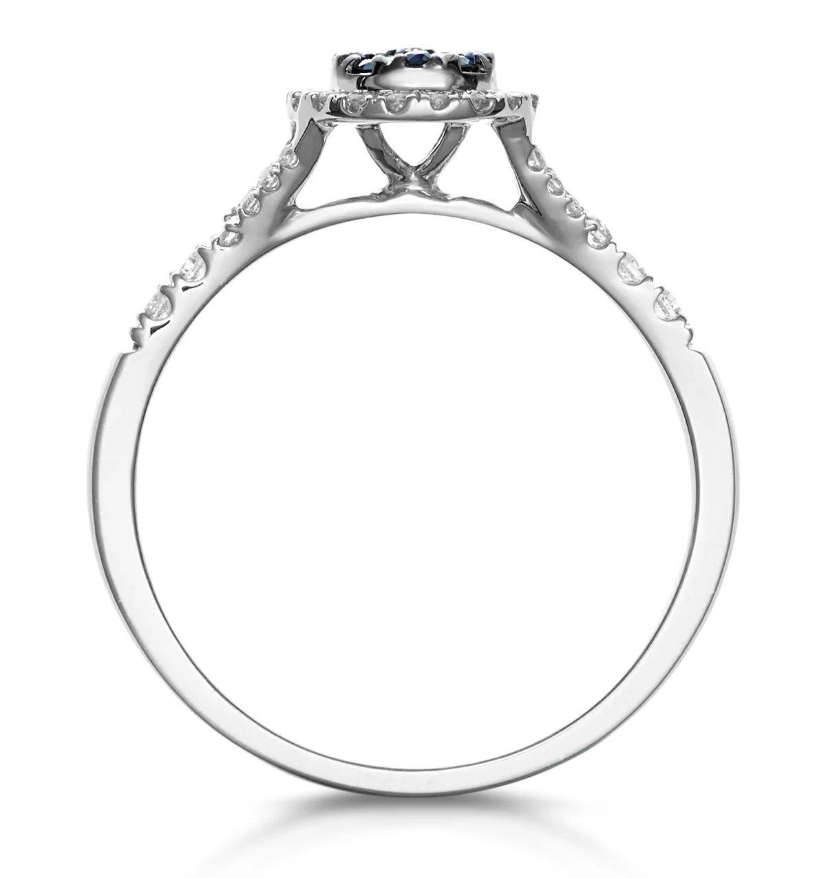 Sapphire and Diamond Halo Circle Ring 18KW Gold - Asteria Collection - Image 3