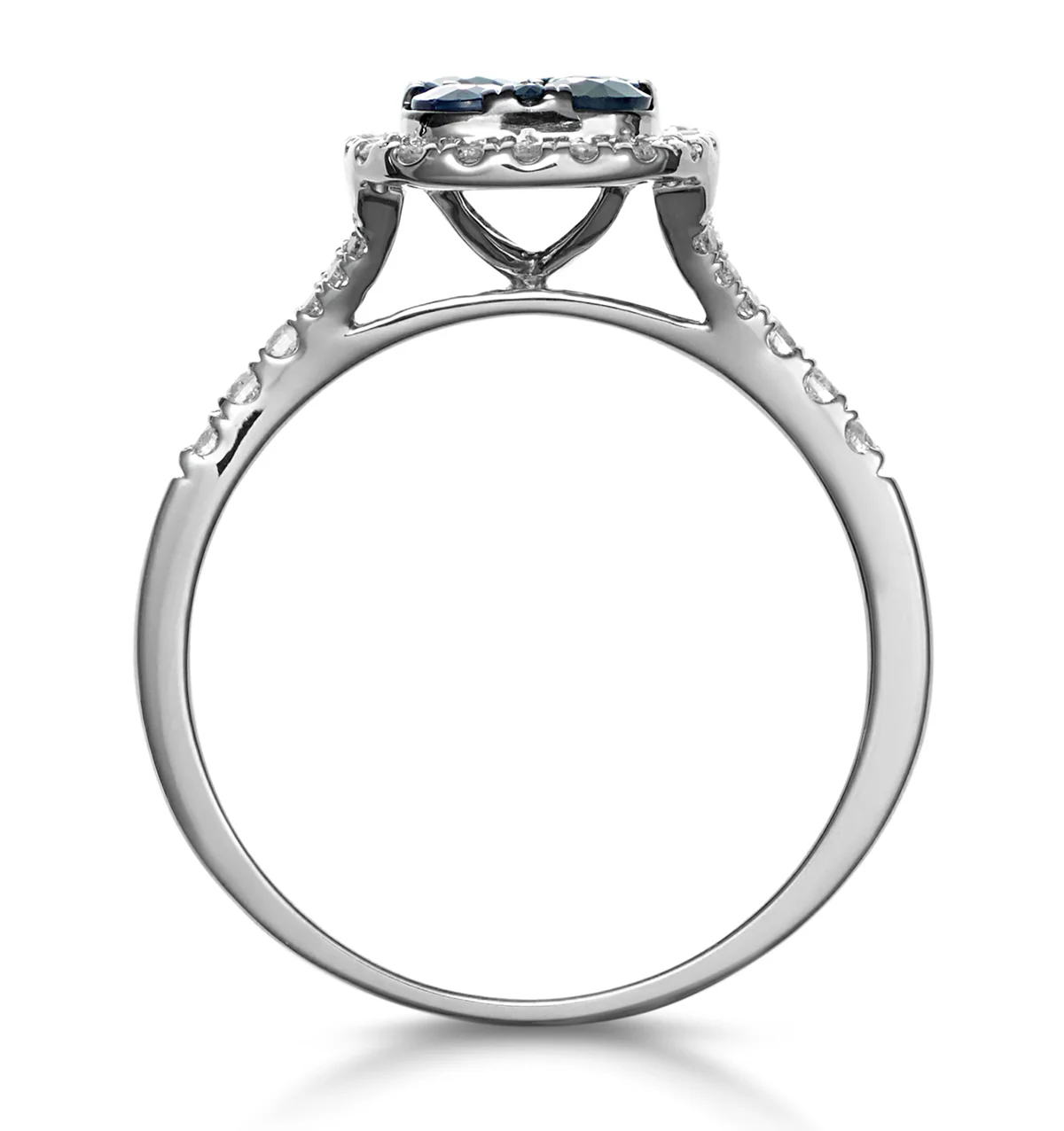 Sapphire and Diamond Halo Square Ring 18KW Gold Asteria Collection - Image 3