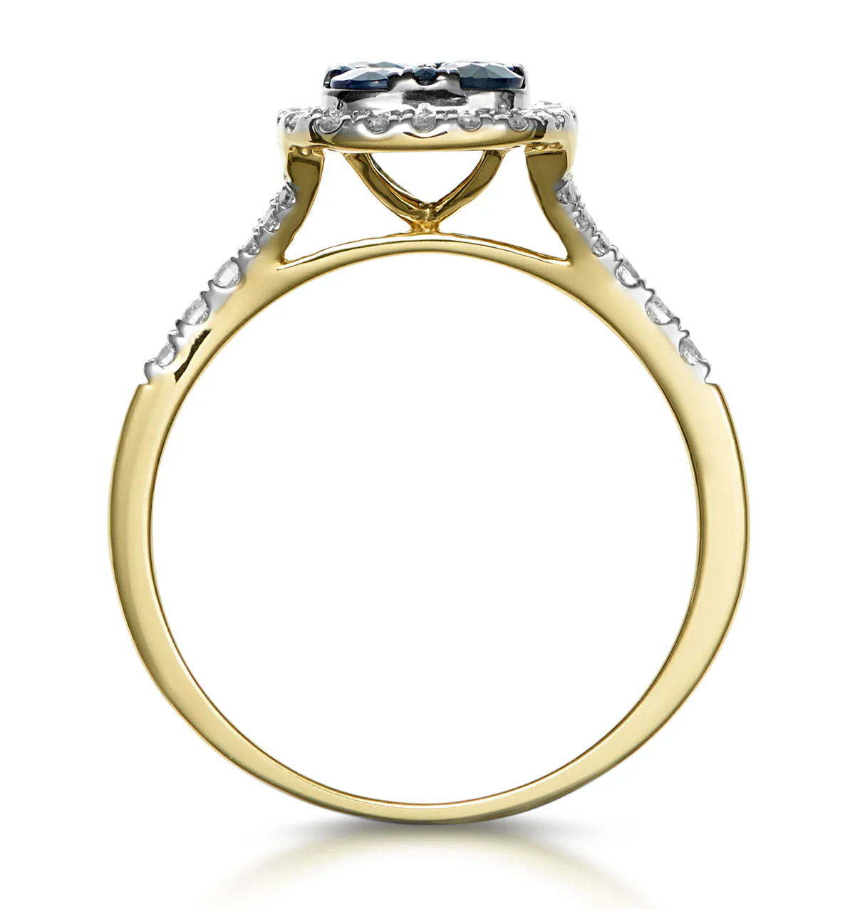 Sapphire and Diamond Halo Square Ring in 18K Gold - Asteria Collection - Image 3